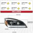 Duolctarms Dual Projector LED DRL (ONLY FOR LED) Upgrade Full LED Headlight Headlamp Assembly Compatible for 2018-2024 Freightliner Cascadia L&R