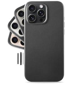 LONLI Classic - for iPhone 16 Pro Max Leather Case [Camera Control Button Coverage] - European Genuine Vele Leather Phone Case - Smoothen and Soften Over Time - [Compatible with Magsafe] - Black