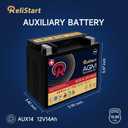 AUX14 Auxiliary Battery, 12V 14Ah AGM Battery, 200 CCA Rechargeable AGM Car Battery, BCI Group Size 400 Maintenance Free Battery
