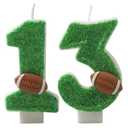 Football Candles 13,13 Candles for Birthday Cake Boy,Number 13 Birthday Candles Green Cake Decoration for Football Theme Party Supplies