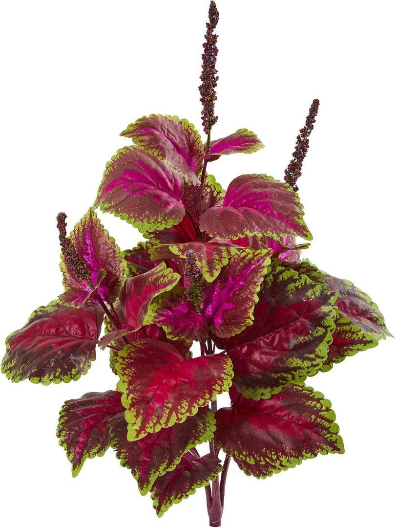 Nearly Natural 23 Coleus Bush Artificial (Set of 6) Silk Plants, Pink