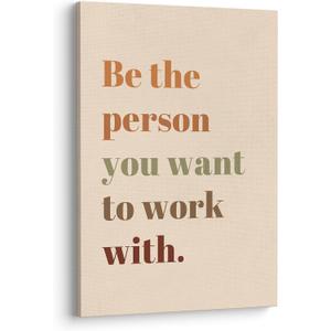 XWELLDAN Be The Person You Want to Work With Inspirational Quote Wall Art Canvas Prints,Team Work Motivational Quotes Wall Art Decor for Home Office Workplace, 16 x 24 Inch Brown, Framed XWELLDAN Be The Person You Want to Work With Inspirational Quote Wall Art Canvas Prints,Team Work Motivational Quotes Wall Art Decor for Home Office Workplace, 16 x 24 Inch Brown, Framed