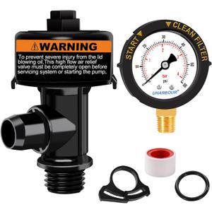 Air Relief Valve with Pool Filter Pressure Gauge, Air Relief Valve Highly Compatible with Pool Filters and Pumps (60PSI)
