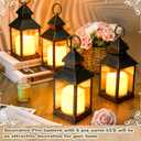 Sumind 8 Pack 9" Decorative Candle Lantern with Flameless Candle Wood Grain Lantern Hanging Vintage Rustic Farmhouse Decor Wedding Decoration Table Centerpiece for Indoor Outdoor Party (Black)