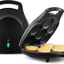 Holstein Housewares Non-Stick 6-Section Multi-Food Maker - Arepas, Mini Pancakes, Corncakes and More, 6-PC, Matte Black