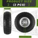 4 Pcs 4.10/3.50-4" Tire and Wheel Flat Free, 10 Inch Solid Rubber Tires with 5/8" Axle Bore Hole, 2.2" Offset Hub for Hand Truck, Wheelbarrow, Gorilla Cart, Garden Wagon Cart, Dolly, Utility Cart