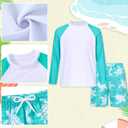 Boys Long Sleeve Rash Guard Swimsuit Kids 2-Pieces Bathing Suits Set (9-10 Years, Green Turtle)