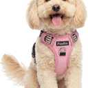 Funfox Dog Harness No Pull, Adjustable Pet Vest Harness, Super Soft Material with Vertical Handle Easy Control, Reflective Night Walking, 2 Leash Clips for Small Sized Dogs, Pink