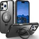 Compatible with iPhone 16 Pro Max Case Built-in Invisible Stand Compatible with Mag-Safe, [Military Grade Drop Tested] Protective Matte Translucent Slim Phone Cases Black