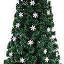 Christmas Tree 6 Foot Pre-Lit Artificial Christmas Tree with 30 Auto-Changing Multicolor Lights 30 Acrylic Snowflakes 230 Branches Holiday Decor
