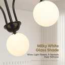 Ecoillumix Modern Black Chandelier, 3 Light Mid Century Sputnik Chandeliers, Dining Room Chandeliers with Milk Glass Globe Shade, Globe Chandelier for Dining Room, Living Room, Bedroom, Foyer,Kitchen