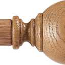 Wood Curtain Rods for Windows 48-84 inch, 1" Adjustable Heavy Duty Rustic Drapery Rod with Imitation Wood Grain Finials, Oak Brown Boho Farmhouse Curtain Pole for Living Room & Bedroom (Light Drown)