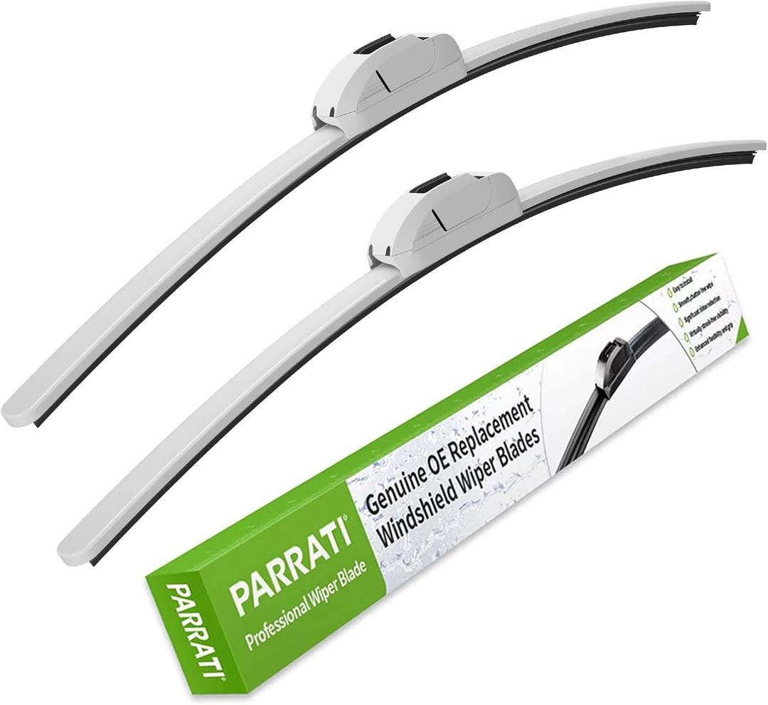 OEM QUALITY 24" + 18" PARRATI Premium All-Season White Windshield Wiper Blades (Set of 2)