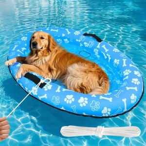 Pasara Large Dog Pool Float - 59"X35" Dog Pool Float for Large Dogs, Puncture Proof pet Floats Holds Up to 110 Lbs, (Blue)