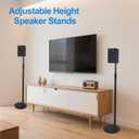 Speaker Stands Pair, Heavy Duty Steel Speaker Stands for Satellite & Small Bookshelf Speakers, Adjustable Height 33" to 48", Holds up to 6 lbs, Easy DIY Assembly, DX-718, 2 Packs, Black