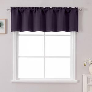 Chyhomenyc Dark Purple Valance for Window, Small Kitchen Curtain for Bedroom Living Room, Rod Pocket Privacy Short Window Treatment Valance RV Bunk Panel, 60Wx14L