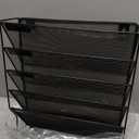 Wall File Organizer Holder Mesh Hanging Paper Document Holder,Vertical 6 Pocket Tier for Office Home, Black