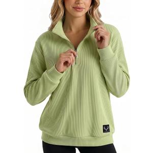 Womens Oversized Pullover Sweatshirt Quarter Zip Mock Neck Long Sleeve Casual Top Relaxed Fit Runs Large (S)