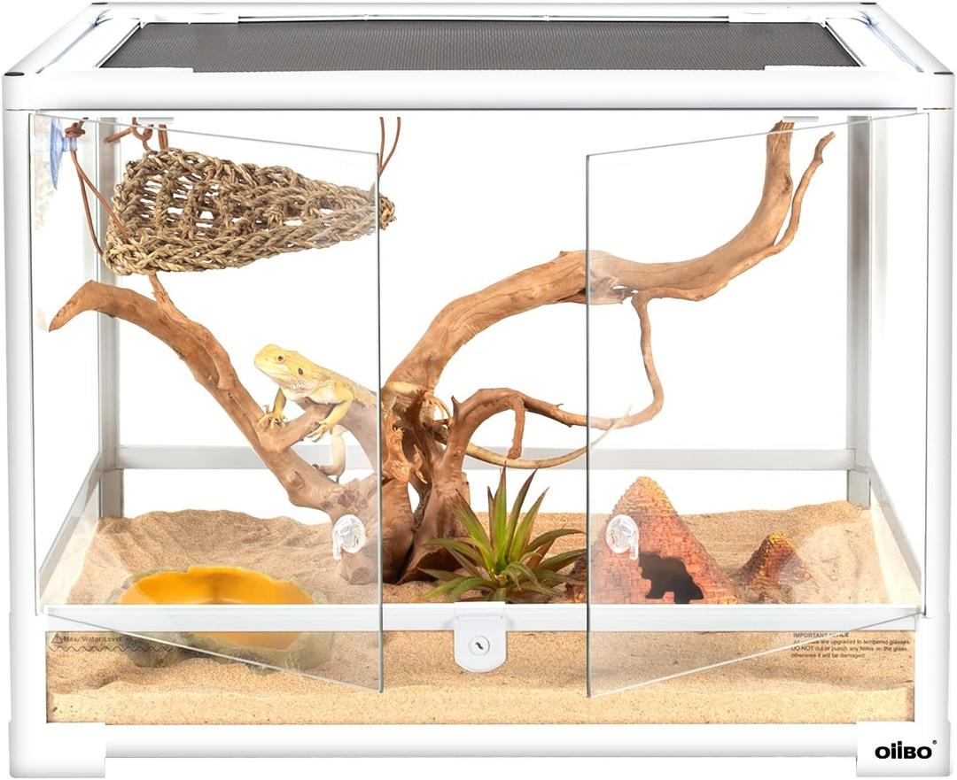 OIIBO 30 Gallon Reptile Tank, 24" x 18" x 18" Front Opening Reptile Terrarium for Reptiles Amphibians Pets, Bearded Dragon Lizard Gecko Snake Tank Reptile Glass Terrariums