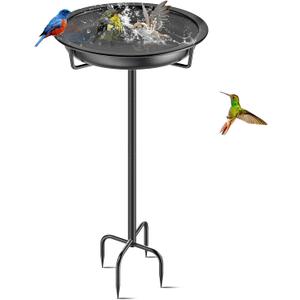Metal Bird Bath for Outside Garden Birdbath Bowl, 36.2" Height Freestanding Bird Feeders for Outdoors with 4 Prongs Base Stake, Standing Birdfeeders for Yard Lawn Decor (Black)