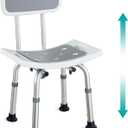 Pelegon Shower Chair for Inside Shower, Shower Bench with Back, Adjustable 15-19 in Height, Non-Slip Feet, Rust-Resistant Aluminum Bath Seat for Elderly and Disabled, 300 lb Capacity - Grey