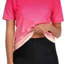 Halcurt Women's Built in Bra Rash Guard UPF 50 Two Piece Swimsuit Shirt and Board Shorts XL