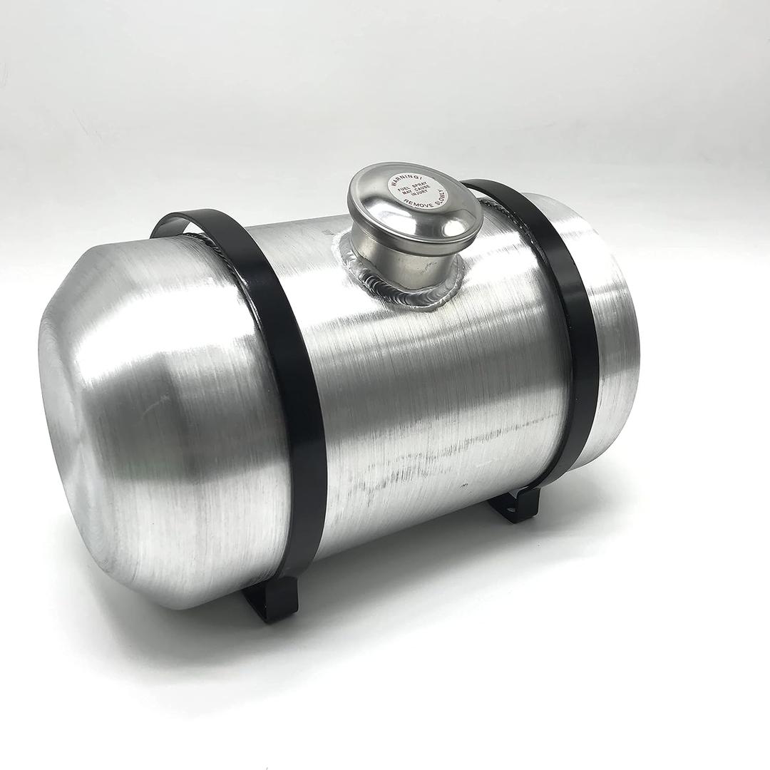 JSD 2.9 Gallons 8" x14" Aluminum Spun Round Gas Tank Fuel Cell Tank Center Fill 1/4" NPT Outlet