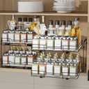 BOIVSHI 2-Tier Pull Out Spice Rack, Spice Rack Organizer, Pull Out Spice Racks for Inside Cabinets, Height Adjustable Heavy Duty Metal Basket for Inside Cabinet & Pantry (13.5''Wx10.5''Dx9.5''H)