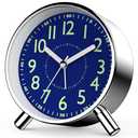 Anmileely Retro Analog Alarm Clock with Night Light, Battery Operated, Easy to Set - Ascending Alarm, Snooze, Simple Round Metal Design for Bedroom, Desk, Bedside, Travel, Kids, Adults, Heavy Sleepers