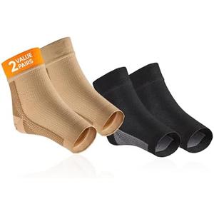 CUSHIO Compression Socks for Plantar Fasciitis Relief -2 PAIRS- Plantar Fasciitis Socks, Ankle Compression Sleeve for Achilles Tendonitis Relief, Ankle Support for Women & Men fasciitis