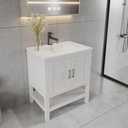24" White Bathroom Vanity Base Only – Freestanding Solid Wood Sink Cabinet with Open Shelf Storage, Shaker Style Bath Vanity Cabinet, No Top, 36" W x 21" D x 34.5" H