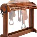 Extra-Large Wood Saddle Rack - Non-Abrasive Design, Bridle Rack & Heavy-Heavy Duty Saddle Stand for Equestrian Homes Horse Tack Room Organization 29.9"x13.8"x30.7 (Walnut)
