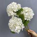 Hydrangea Artificial Flowers, 5PCS-144 Petals Each Real Touch Faux Hydrangea Flowers Outdoor, Realistic Artificial for Wedding Home Kitchen DIY Bouquet Bride Decor,White