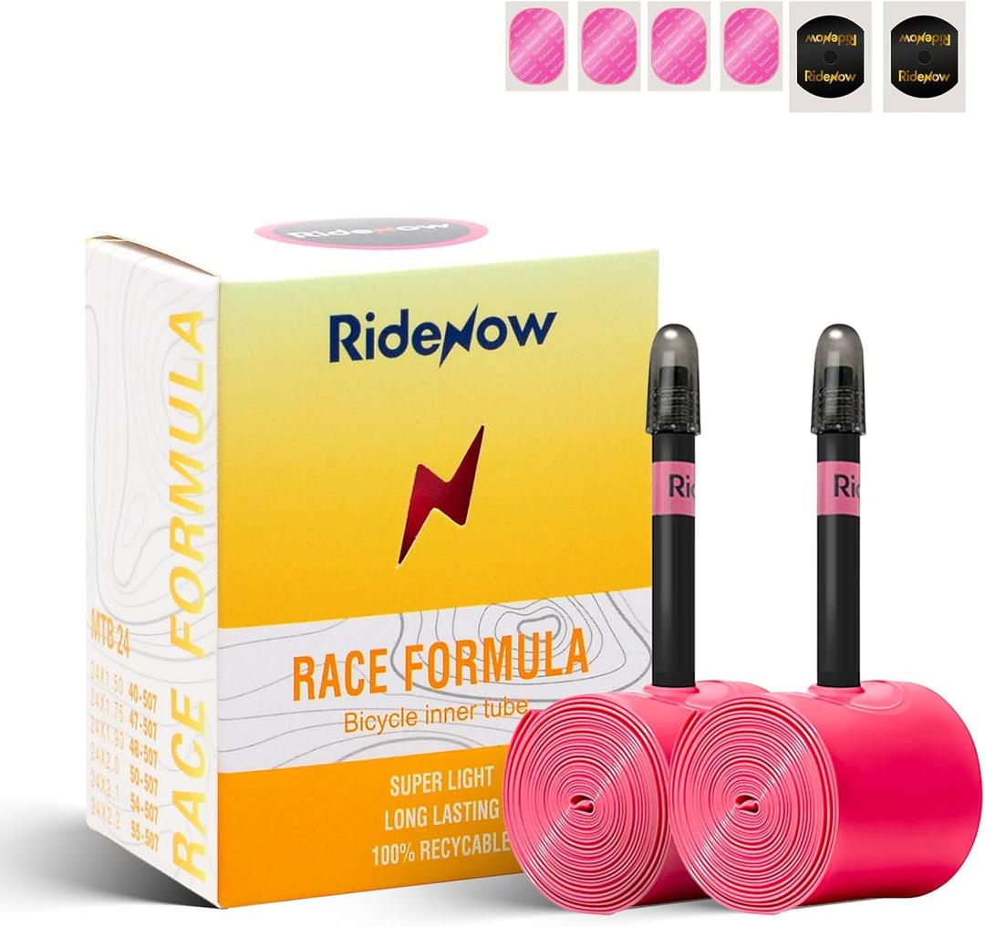 RideNow 2-Pack MTB Bike Inner Tube 24//26/27.5/29" for 1.3-2.0/1.9-2.5, with MTB/Ebike/Gravel 45/65mm Metal/TPU Presta Valve, Ultra-Light Puncture Resistant Bike Inner Tube(Include Patch Repair Kits)