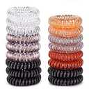 Teqifu Hair Ties, 17 Pack Spiral Coils for Thick and Thin Hair - No Crease Ponytail Holders for Women and Children