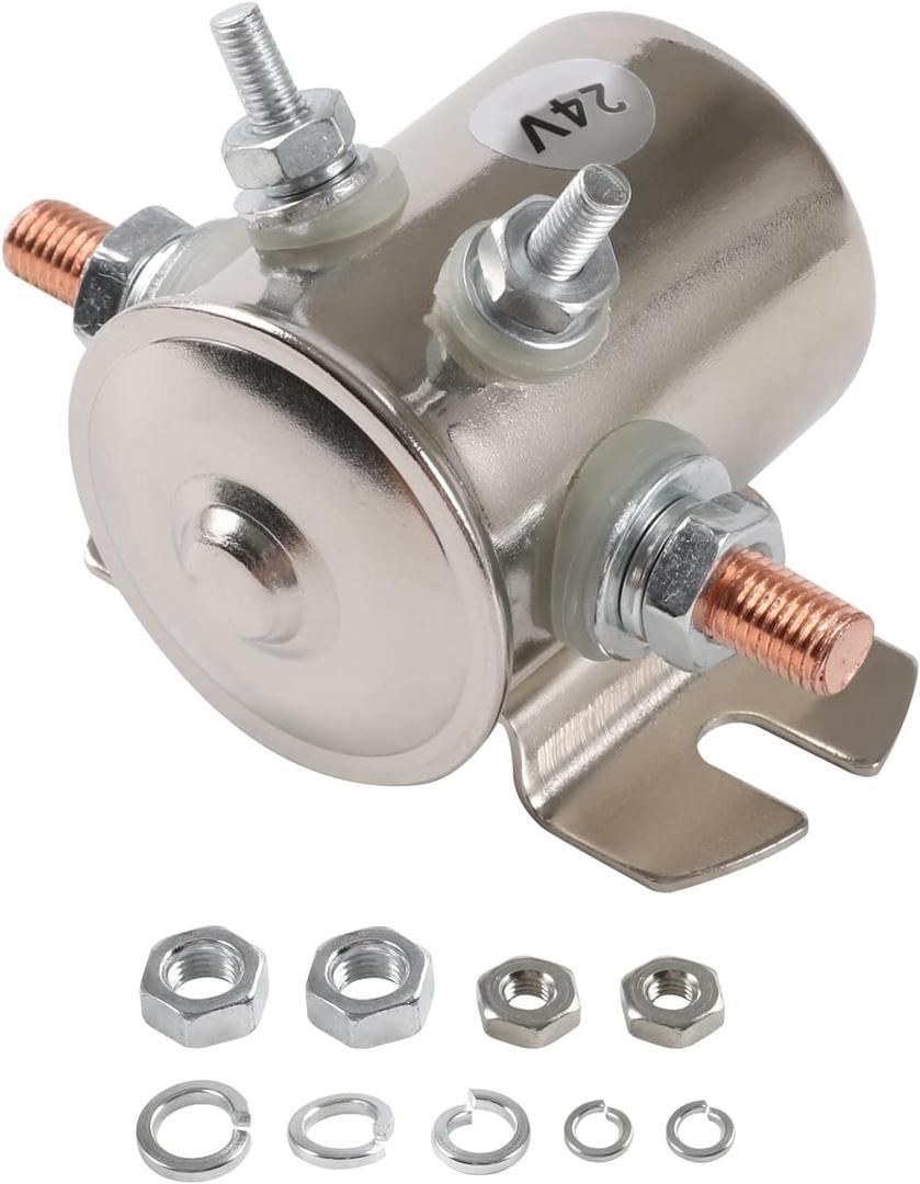 4 Terminal 24 Volt Continuous Duty Solenoid Relay Need Break 24063 Solenoid for Golf Carts,Winch, Marine Heavy Duty SPST 24VDC 24V Relay Nickel-Plating