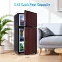 Borcolo Dorm Fridge with Freezer, Small Refrigerator 3.45 Cu. Ft. with Freezer for Apartment, 7-Level Temperature Adjustable Apartment Size Fridge for Kichen, College, Office, Wood