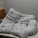 Tiita Lazy Chair with Ottoman, Light Grey Modern Large Accent Armchair, Comfy Leisure Sofa Reading Chair with Footrest for Bedroom, Living Room, Dorm Rooms, Garden, Plush Light Grey