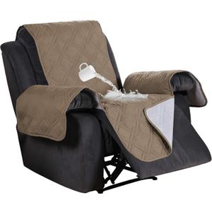 Flamingo P 100% Waterproof Recliner Chair Covers Quilted Reclining Chair Slipcover Furniture Protector Pet Couch Covers with Non Slip Backing, Seat Width Up to 30 Inch, Taupe