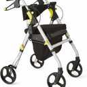 Medline Premium Empower Rollator Walker with Seat, Folding Rolling Walker with 8-inch Wheels, Silver