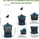 Outdoor Hanging Bird Feeder Squirrel Proof, 6 Feeding Ports with 360Chew Proof Metal Guard, Ideal for Cardinals Finches Chickadees and Wild Birds,All Weather Metal Bird Feeder