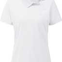 MoFiz Womens Slanted Placket Lapel Buttons Golf Polos Shirts Dry Fit Lightweight Women Tennis Shirt Casual Work Shirt, M