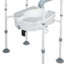 Raised Toilet Seat with Handles for Elderly, Toilet Seat Risers for Seniors with Adjustable Padded Arm, Elevated Toilet Safety Seat for Standard or Elongated Commode, 220lbs Load 1 Set