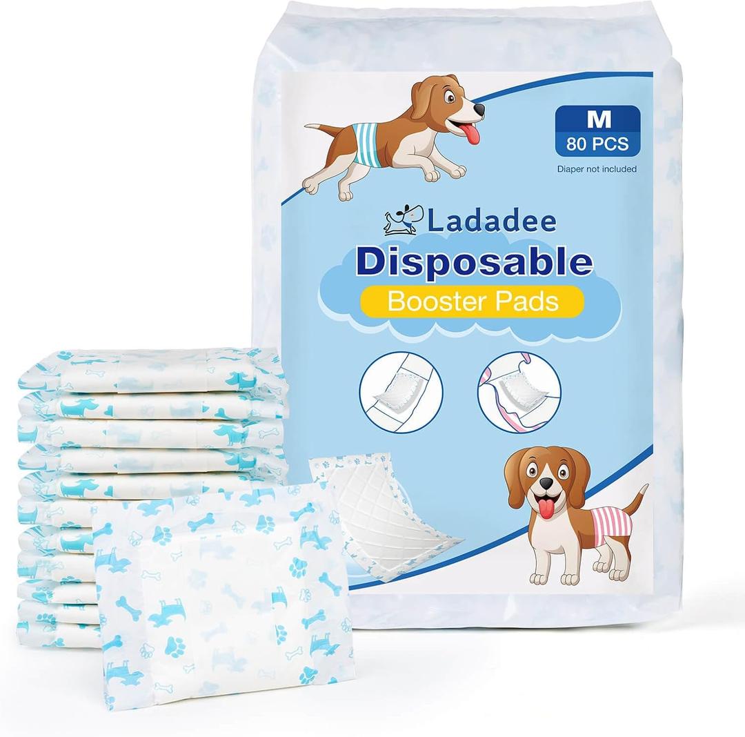 Disposable Dog Diaper Liners Booster Pads for Male and Female Dogs, Doggie Diaper Inserts fit Most Types of Dog Diapers - Pet Belly Bands and Male Wraps-S/M-80PCS