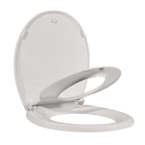 Garvee 17" Round Potty Training Toilet Seat, Built-In Soft Quiet Close Lid with Magnetic Biscuit Color Kids Seat and Non-Slip Design, Easy to Install and Clean