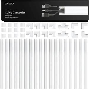 EVEO Cable Hider Wall 306 - Cable Raceway Cord Hider - Wire Covers for Cords on Wall, Cord Cover, Wall Cable Hider, Cable Concealer, Wire Hiders for TV on Wall Management-20X (L16 W0.95 H0.5) - White