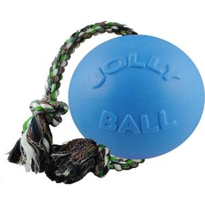 Jolly Pets Romp-n-Roll Rope and Ball Dog Toy, 6 Inches/Medium, Blueberry, Model Number: 606 BB, All Breed Sizes
