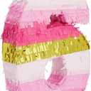 Number 6 Pinata, Pink and Gold Foil for Girls 6th Birthday Party Decorations (Small, 16.5 x 11 Inches)