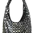 Y2k 90s Crescent Hobo Bags Women Trendy Studded PU Leather Shoulder Crossbody Purse Punk Underarm Satchels Tote Handbag