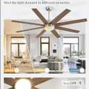 Fanbulous 65 Inch Ceiling Fans with Lights and Remote, Brush Nickel Indoor/Outdoor Ceiling Fan with Quiet Reversible DC Motor, 6 Speeds, 3CCT, 8 Blades Large Ceiling Fan for Living Room Bedroom Patio